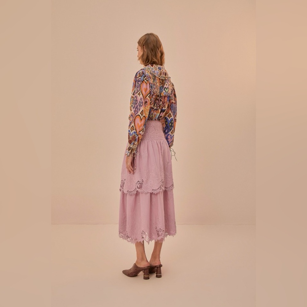 Farm Rio : Lavender Lace Tiered Skirt - Picture 7 of 8